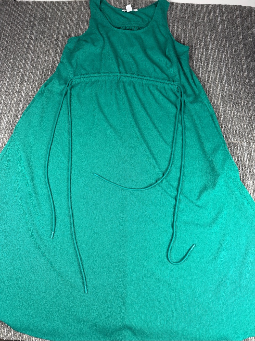 Athleta Echo Sleeveless Midi Dress With Adjustable Drawstring Ruched Waist XL